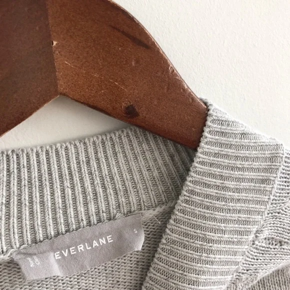 Everlane Crew Neck Sweater 100% Cotton Gray S - Picture 2 of 7